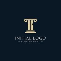 HG initial monogram logos with pillar shapes style vector