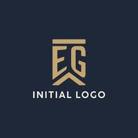 EG initial monogram logo design in a rectangular style with curved sides vector