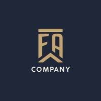 FA initial monogram logo design in a rectangular style with curved sides vector