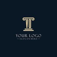 VO initial monogram logos with pillar shapes style vector