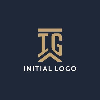IG initial monogram logo design in a rectangular style with curved sides vector