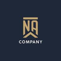 NA initial monogram logo design in a rectangular style with curved sides vector