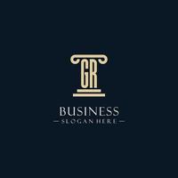 GR initial monogram logos with pillar shapes style vector