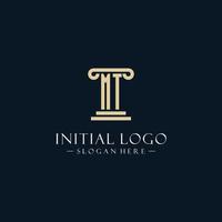 MT initial monogram logos with pillar shapes style vector