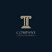 TN initial monogram logos with pillar shapes style vector