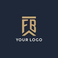 FB initial monogram logo design in a rectangular style with curved sides vector