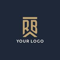 RB initial monogram logo design in a rectangular style with curved sides vector