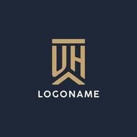 UH initial monogram logo design in a rectangular style with curved sides vector