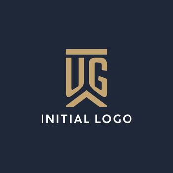 ug diseño de logotipo de monograma inicial en un estilo rectangular con lados curvos vector
