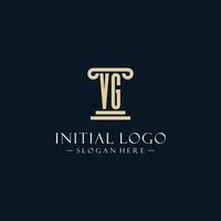 VG initial monogram logos with pillar shapes style vector