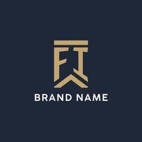 FI initial monogram logo design in a rectangular style with curved sides vector