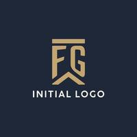 FG initial monogram logo design in a rectangular style with curved sides vector