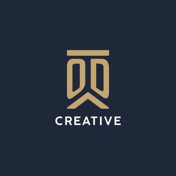 OD initial monogram logo design in a rectangular style with curved sides vector