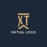 XT initial monogram logo design in a rectangular style with curved sides vector