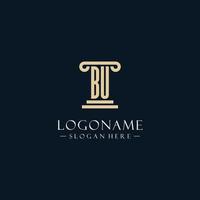 BU initial monogram logos with pillar shapes style vector