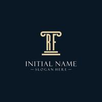 RF initial monogram logos with pillar shapes style vector