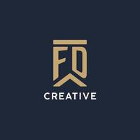 FD initial monogram logo design in a rectangular style with curved sides vector