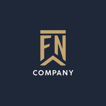 FN initial monogram logo design in a rectangular style with curved sides vector