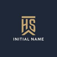 HS initial monogram logo design in a rectangular style with curved sides vector