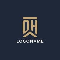 OH initial monogram logo design in a rectangular style with curved sides vector