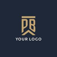 PB initial monogram logo design in a rectangular style with curved sides vector