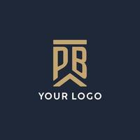 PB initial monogram logo design in a rectangular style with curved sides vector