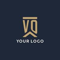 VO initial monogram logo design in a rectangular style with curved sides vector