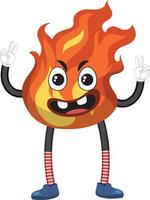 Cartoon fire with facial expression vector