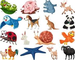 conjunto de dibujos animados de varios animales vector