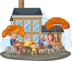 Happy family infront of the house on white background vector