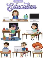 Online education with cartoon character vector