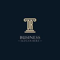 DR initial monogram logos with pillar shapes style vector
