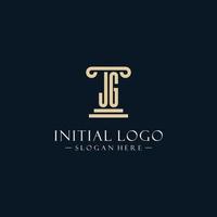JG initial monogram logos with pillar shapes style vector