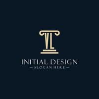 VL initial monogram logos with pillar shapes style vector