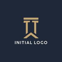 TT initial monogram logo design in a rectangular style with curved sides vector