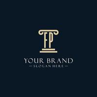 FP initial monogram logos with pillar shapes style vector