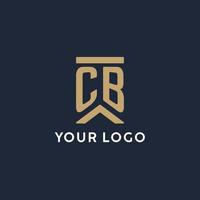 CB initial monogram logo design in a rectangular style with curved sides vector