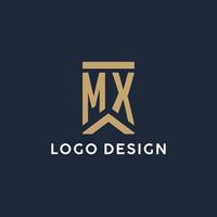 MX initial monogram logo design in a rectangular style with curved sides vector