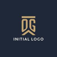 OG initial monogram logo design in a rectangular style with curved sides vector