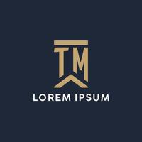 TM initial monogram logo design in a rectangular style with curved sides vector