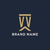 VV initial monogram logo design in a rectangular style with curved sides vector