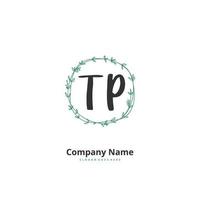 TP Initial handwriting and signature logo design with circle. Beautiful design handwritten logo for fashion, team, wedding, luxury logo. vector