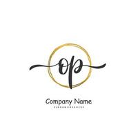 OP Initial handwriting and signature logo design with circle. Beautiful design handwritten logo for fashion, team, wedding, luxury logo. vector