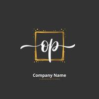 OP Initial handwriting and signature logo design with circle. Beautiful design handwritten logo for fashion, team, wedding, luxury logo. vector