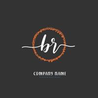 BR Initial handwriting and signature logo design with circle. Beautiful design handwritten logo for fashion, team, wedding, luxury logo. vector