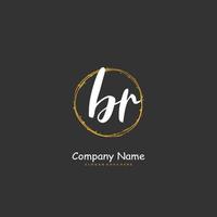 BR Initial handwriting and signature logo design with circle. Beautiful design handwritten logo for fashion, team, wedding, luxury logo. vector