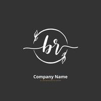 BR Initial handwriting and signature logo design with circle. Beautiful design handwritten logo for fashion, team, wedding, luxury logo. vector