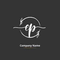 EP Initial handwriting and signature logo design with circle. Beautiful design handwritten logo for fashion, team, wedding, luxury logo. vector
