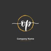 OP Initial handwriting and signature logo design with circle. Beautiful design handwritten logo for fashion, team, wedding, luxury logo. vector