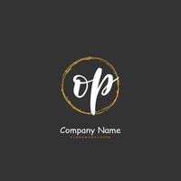 OP Initial handwriting and signature logo design with circle. Beautiful design handwritten logo for fashion, team, wedding, luxury logo. vector